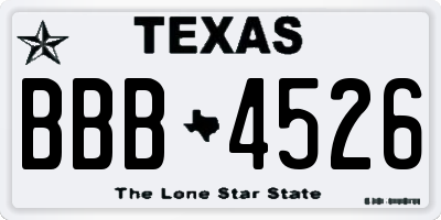 TX license plate BBB4526