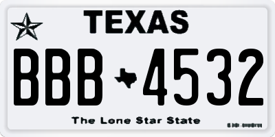 TX license plate BBB4532