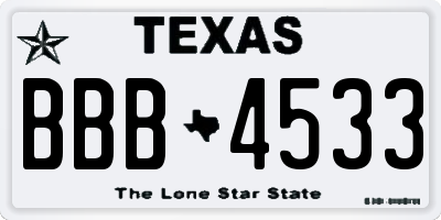 TX license plate BBB4533