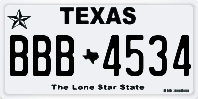 TX license plate BBB4534