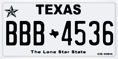 TX license plate BBB4536