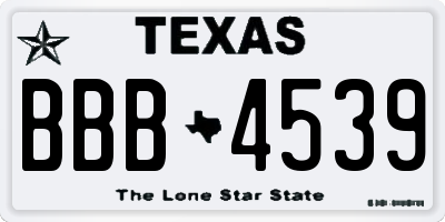 TX license plate BBB4539