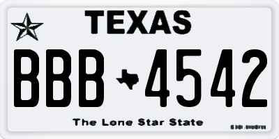 TX license plate BBB4542