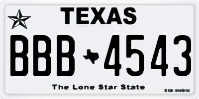 TX license plate BBB4543