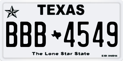 TX license plate BBB4549