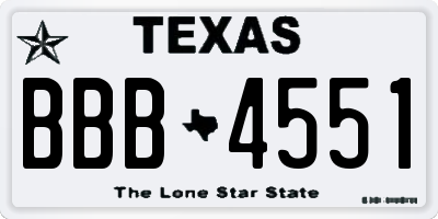 TX license plate BBB4551