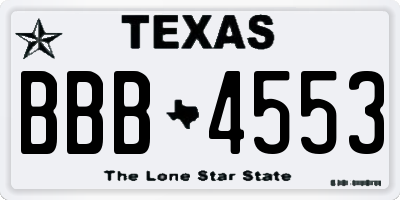 TX license plate BBB4553