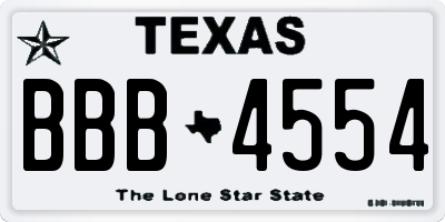 TX license plate BBB4554