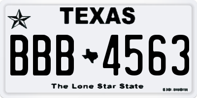 TX license plate BBB4563