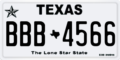 TX license plate BBB4566