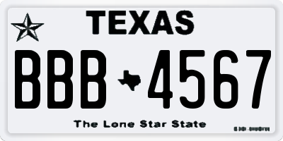 TX license plate BBB4567