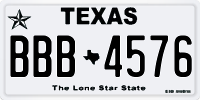 TX license plate BBB4576
