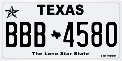 TX license plate BBB4580