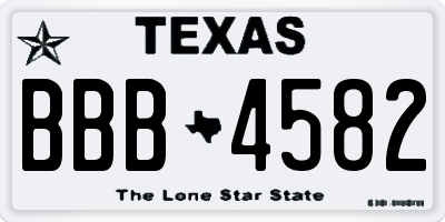 TX license plate BBB4582