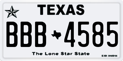 TX license plate BBB4585
