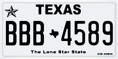 TX license plate BBB4589