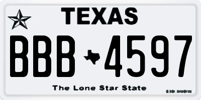 TX license plate BBB4597
