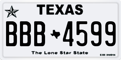 TX license plate BBB4599