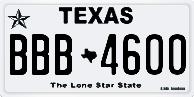 TX license plate BBB4600