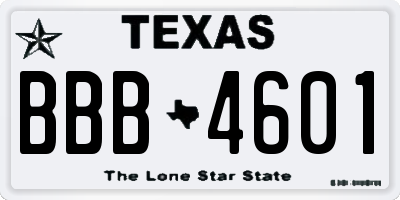 TX license plate BBB4601