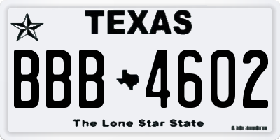 TX license plate BBB4602