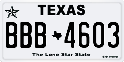 TX license plate BBB4603