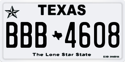 TX license plate BBB4608