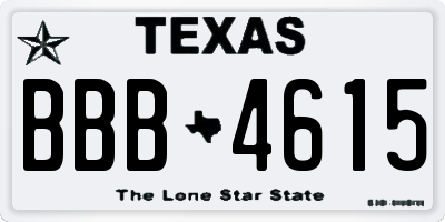 TX license plate BBB4615