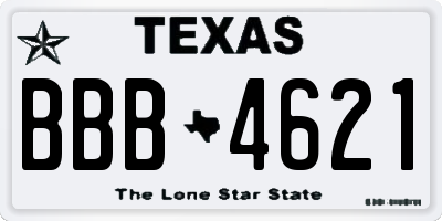 TX license plate BBB4621