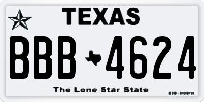 TX license plate BBB4624