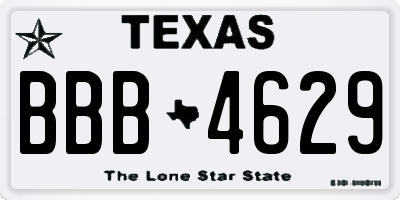 TX license plate BBB4629