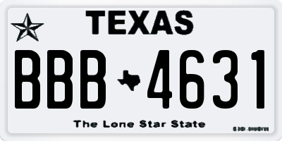 TX license plate BBB4631