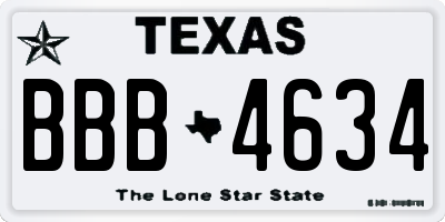 TX license plate BBB4634