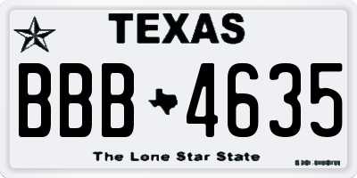 TX license plate BBB4635