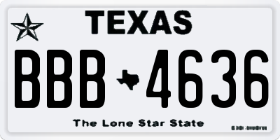 TX license plate BBB4636