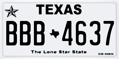TX license plate BBB4637