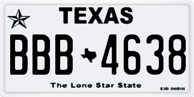 TX license plate BBB4638