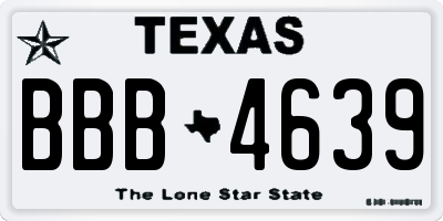 TX license plate BBB4639