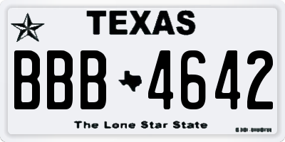 TX license plate BBB4642