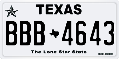 TX license plate BBB4643