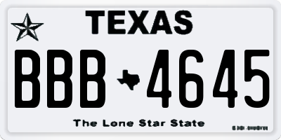 TX license plate BBB4645