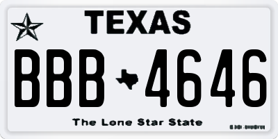 TX license plate BBB4646