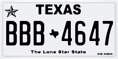TX license plate BBB4647