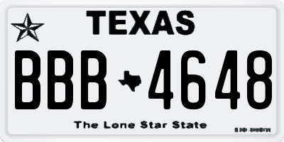 TX license plate BBB4648