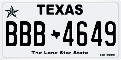 TX license plate BBB4649