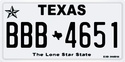 TX license plate BBB4651