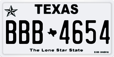TX license plate BBB4654
