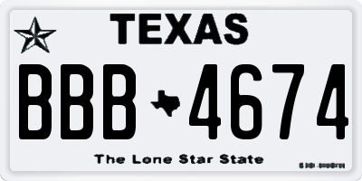 TX license plate BBB4674