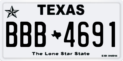 TX license plate BBB4691