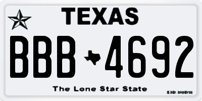 TX license plate BBB4692